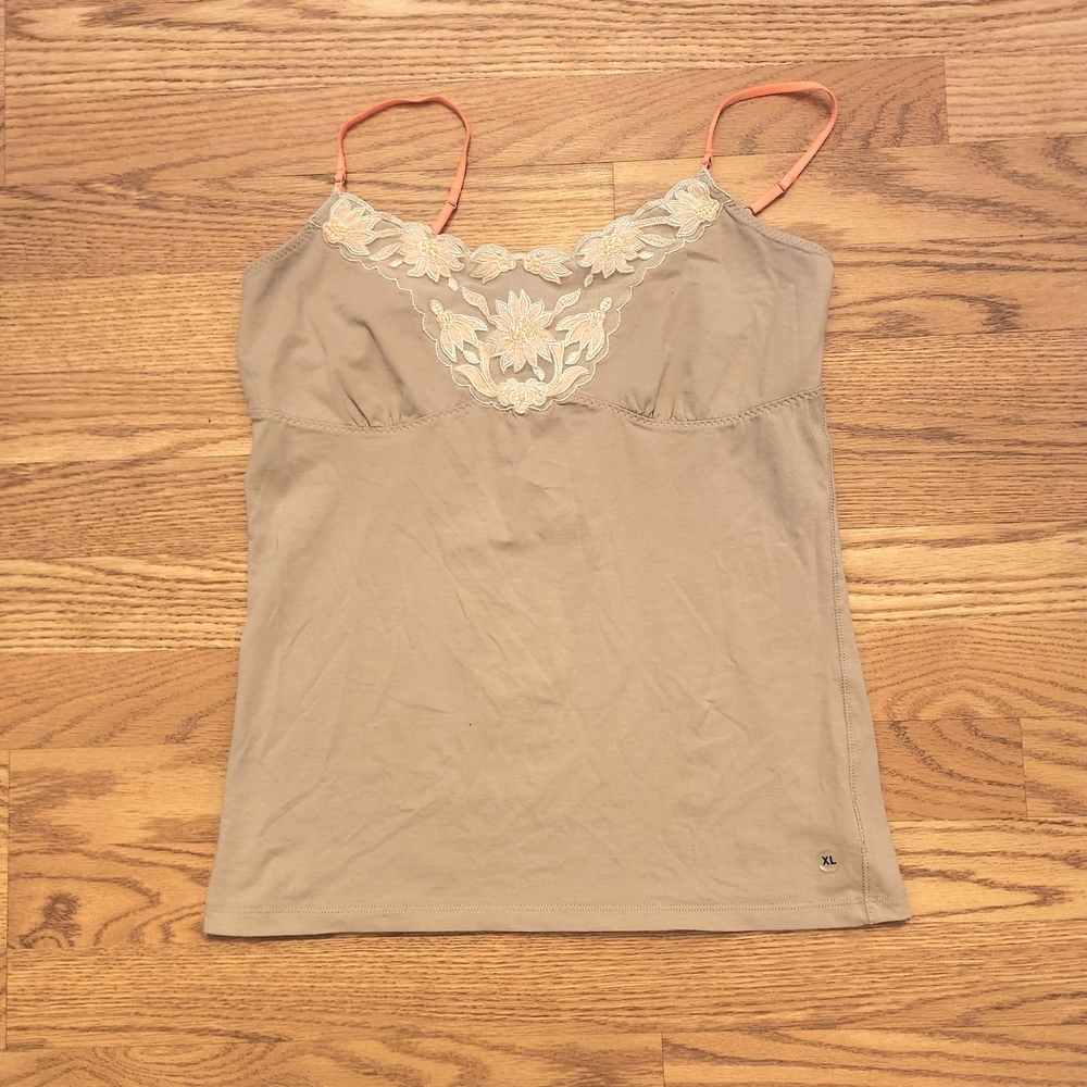 NWOT Vintage American Eagle Outfitters Tan and Orange Cami, Size XL